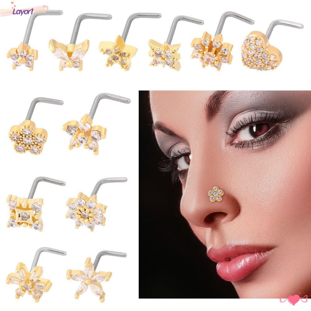 Khuyên Mũi Bằng Thép Không Gỉ Đính Đá LAYOR1