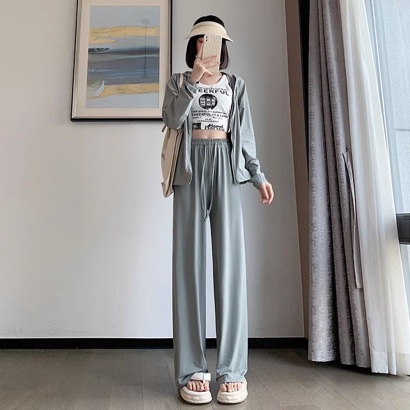 Quần Dài Lưng Cao Ống Rộng Chống Nắng Thời Trang Mùa Hè Cho Nữ