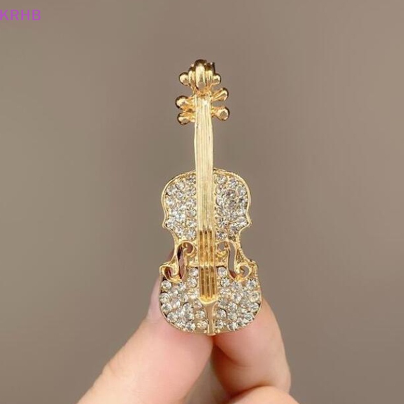 Ghim Cài Áo Hình Đàn Violin Đính Đá Thời Trang Mới