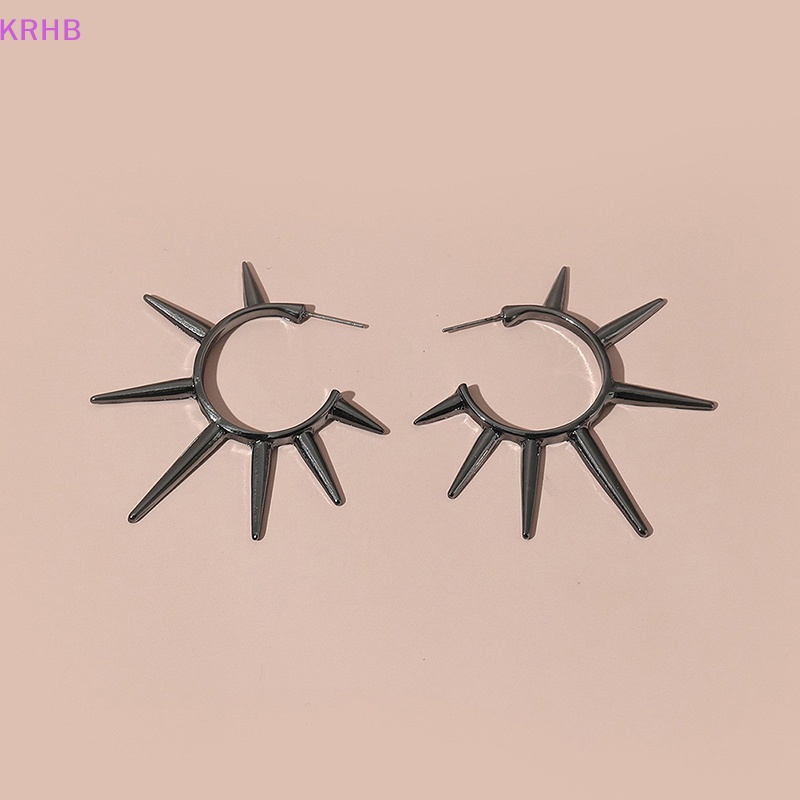 Khuyên Tai Đính Đinh Tán Hình Nón Bằng Kim Loại Phong Cách Hip Hop Punk Thời Trang Cho Nữ Mới