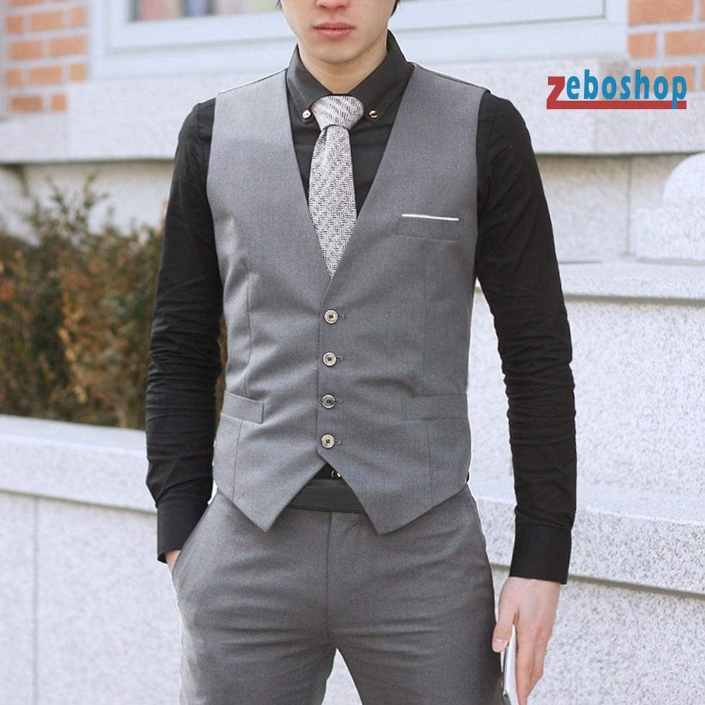 Áo Ghi Lê Không Tay Cổ V 4 Nút Thời Trang Nam Lịch Lãm