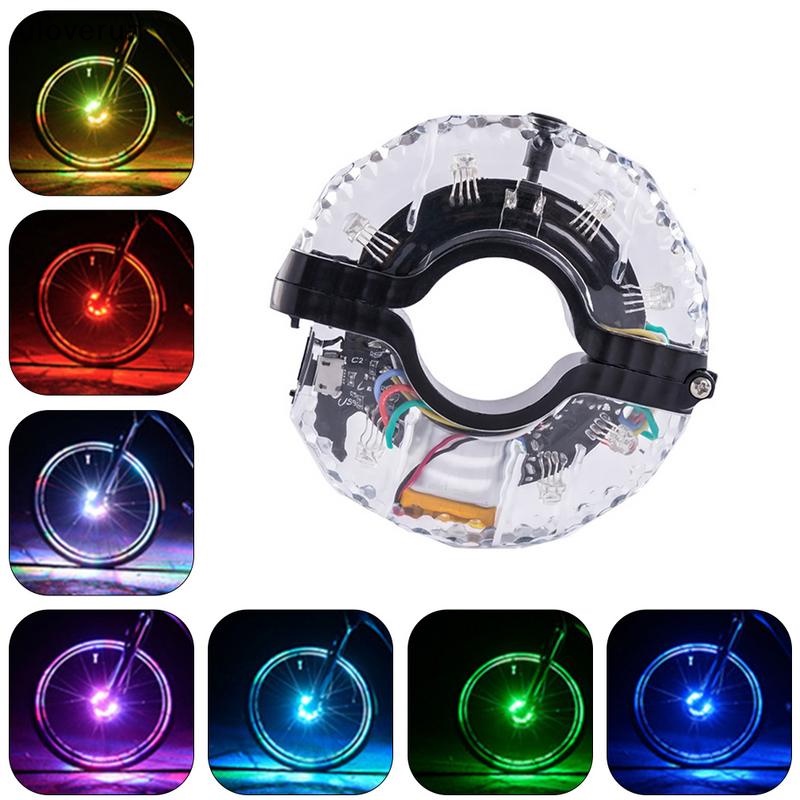 Đèn LED RGB Gắn Bánh Xe Đạp Nhiều Màu Sắc Chống Thấm Nước Kết Nối Cổng Sạc USB