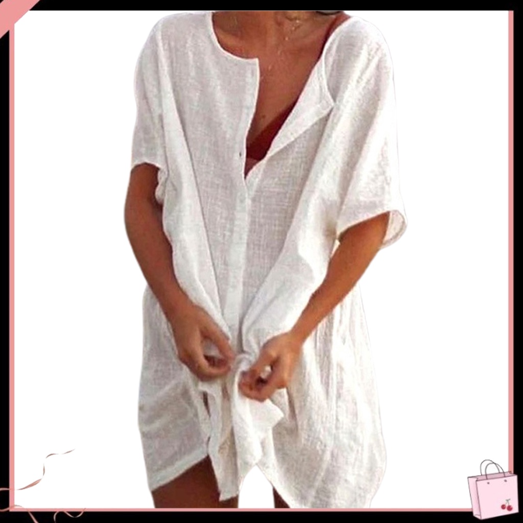 {Soltweter} Áo Khoác Ngoài Bikini Màu Trơn Một Hàng Nút Cá Tính Bảo Vệ Chống Nắng Đi Biển Cho Nữ