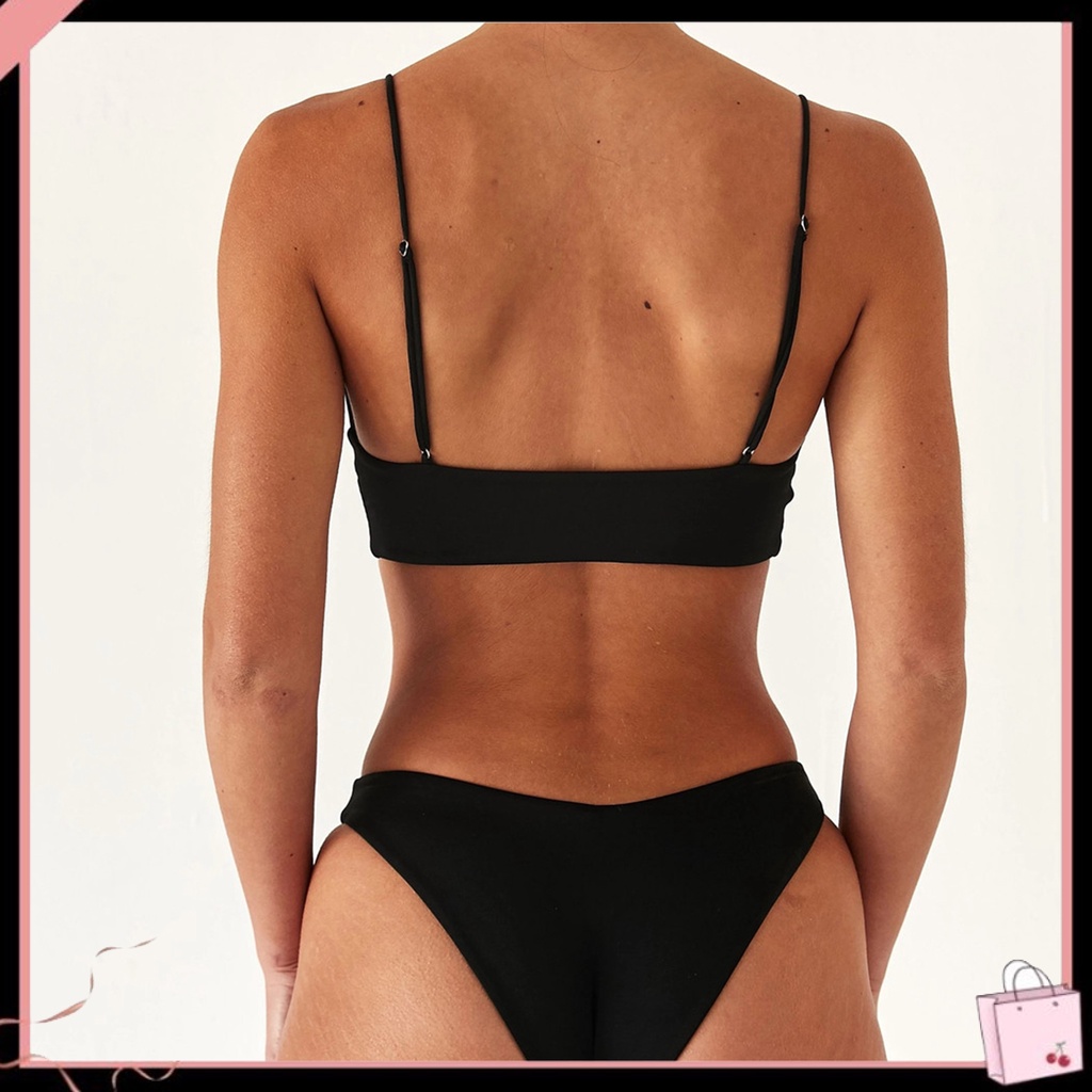 Bộ Đồ Bơi Bikini Hai Mảnh Lưng Cao Có Mút Đệm Quyến Rũ Dành Cho Nữ