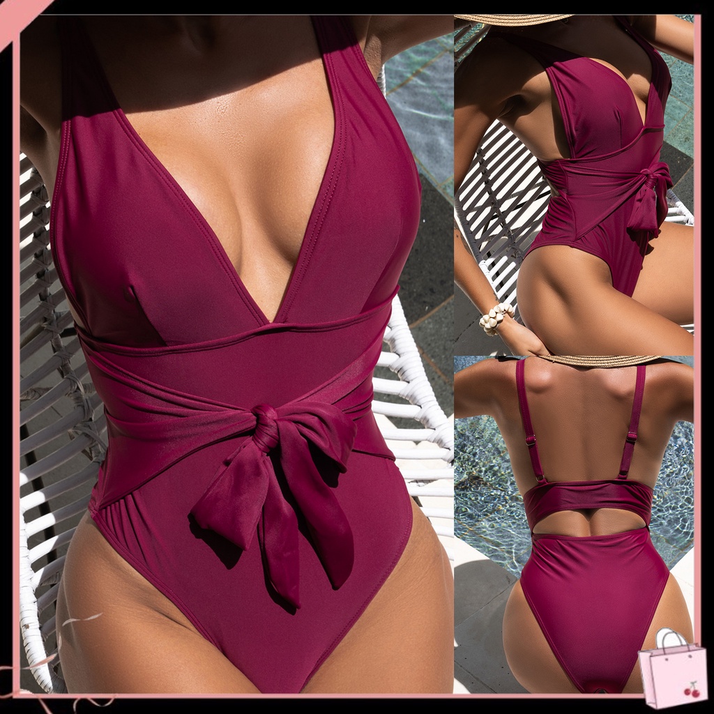{Soltweter} Bộ Đồ Bơi Một Mảnh Màu Trơn Khoét Rỗng Thoải Mái Mùa Hè Cho Nữ