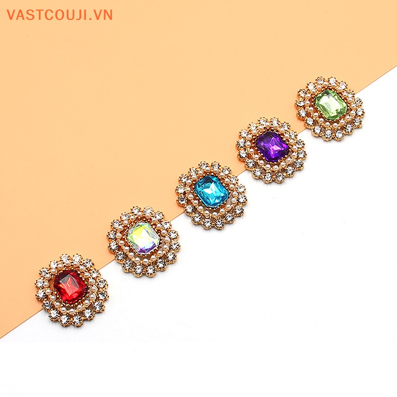 Bộ 2 Nút Hợp Kim Hình Vương Miện Đính Đá Dùng Làm Trang Sức DIY