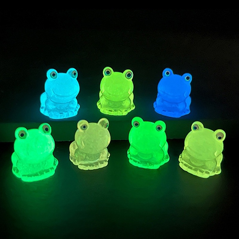 Set 2 Tượng Ếch Hoạt Hình Mini Màu Dạ Quang Trang Trí Tiểu Cảnh