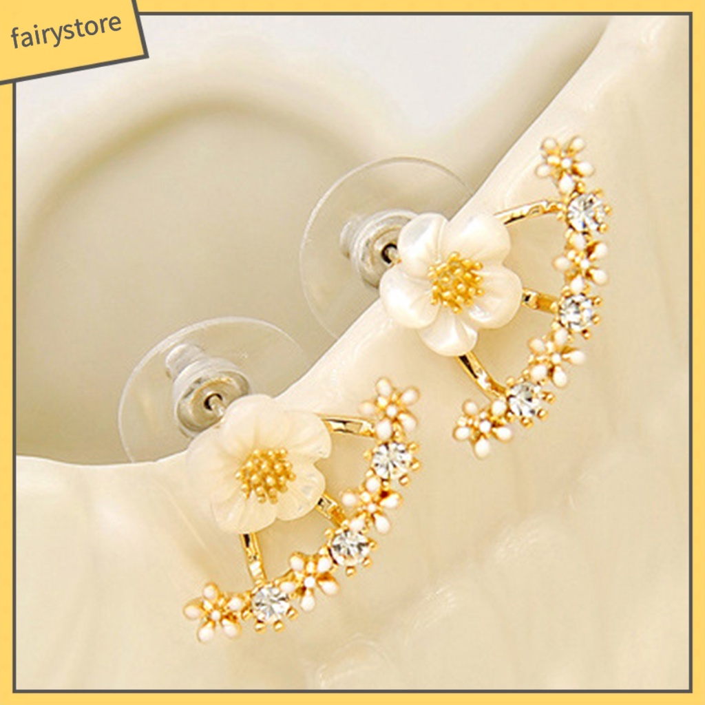 1 Đôi Bông Tai Hình Hoa Cúc Đính Đá Lấp Lánh Phong Cách Hàn Quốc Sang Trọng