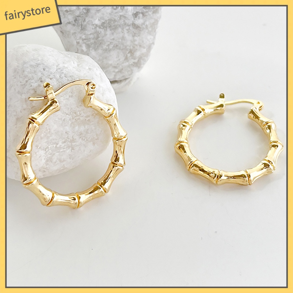 1 Đôi Bông Tai Hình Tròn Bằng Tre Thời Trang Dành Cho Nữ