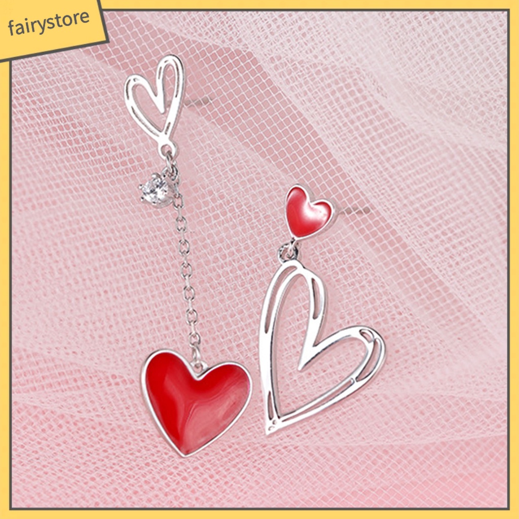 1 Đôi Bông Tai Hình Trái Tim Rỗng Đính Đá Zircon Dành Cho Nữ