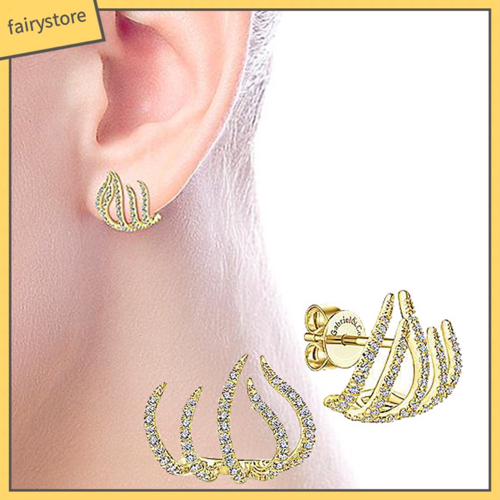 1 Đôi Bông Tai Hình Móng Vuốt Mạ Điện Sáng Bóng Dành Cho Nữ