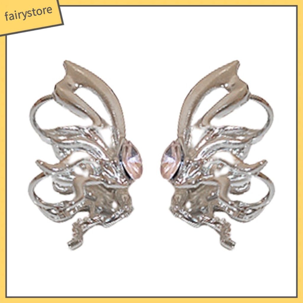 1 Đôi Khuyên Kẹp Vành Tai Không Xỏ Lỗ Hình Bướm Phong Cách Punk