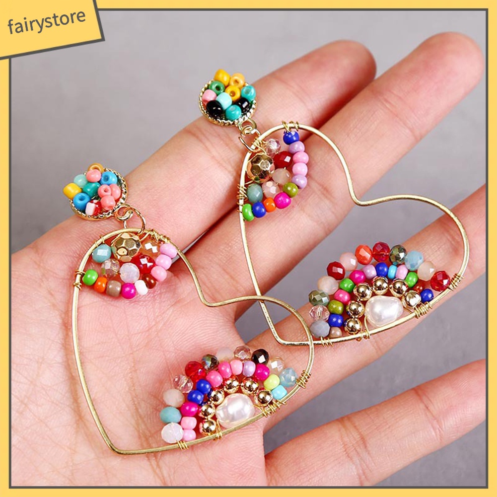 Đôi Bông Tai Hình Trái Tim Phong Cách Boho Thời Trang Cho Nữ