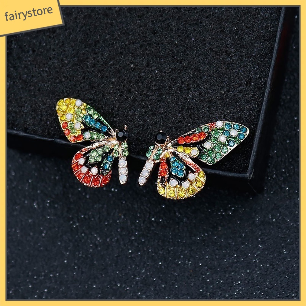 Bông Tai Hình Bướm Đính Đá Nhiều Màu Thời Trang Dành Cho Nữ