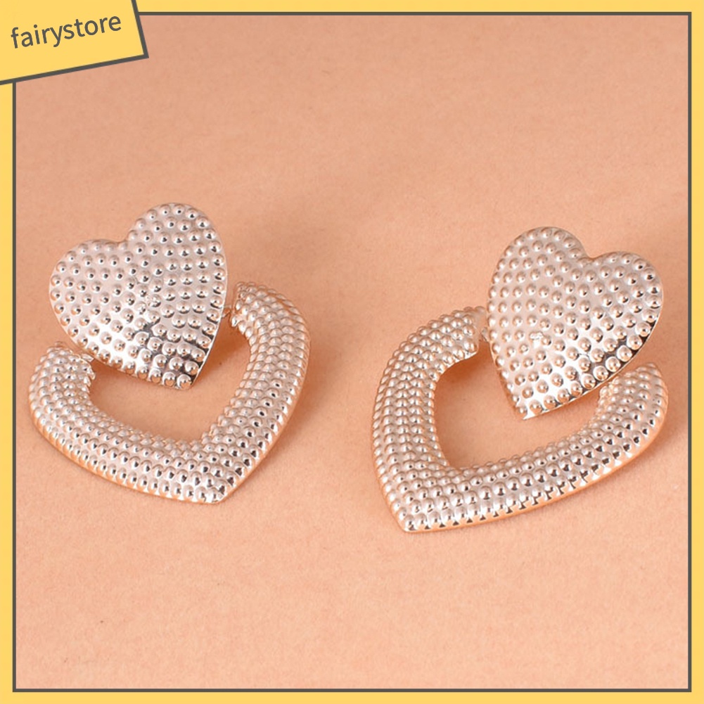 Bông Tai Hình Trái Tim Đôi Bằng Hợp Kim Thanh Lịch Dành Cho Nữ