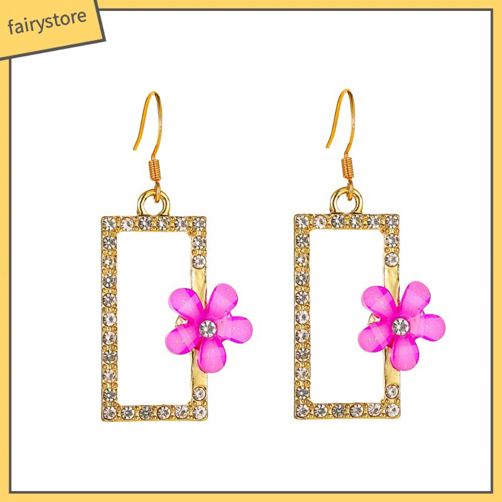 Bông Tai Dáng Dài Đính Đá Zircon Màu Sắc Gradient Thanh Lịch Dành Cho Nữ