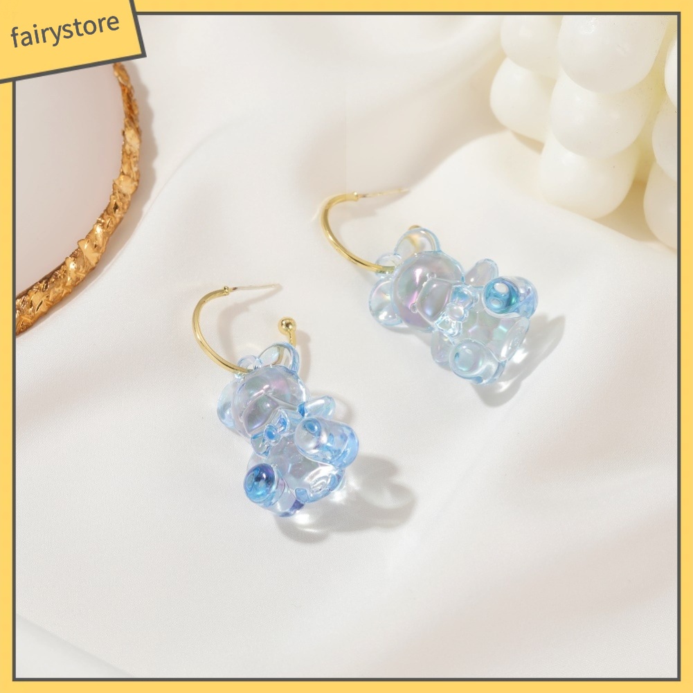 Bông Tai Ba Chiều Trong Suốt Hình Gấu Đáng Yêu Cho Nữ