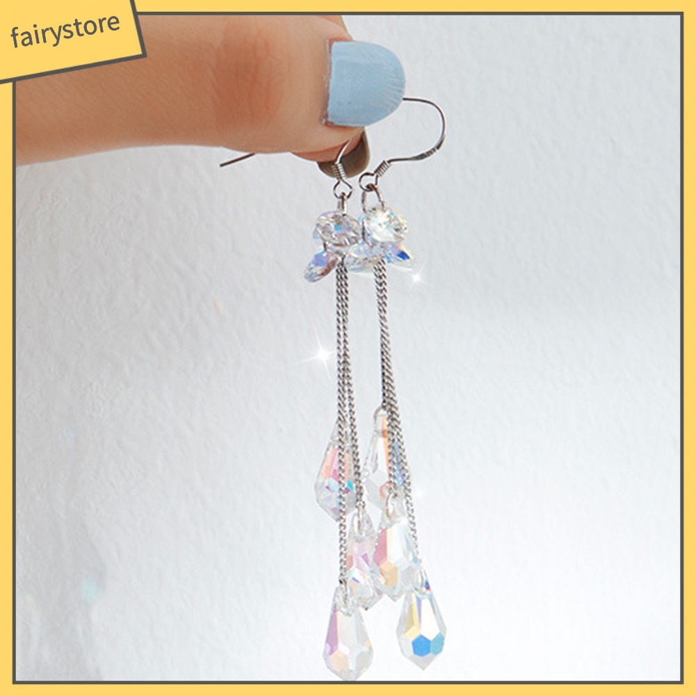 Bông Tai Dáng Dài Đính Đá Nhiều Màu Sắc Thời Trang Cho Nữ