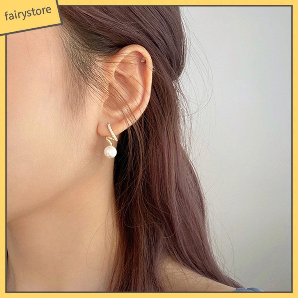 1 Đôi Bông Tai Đính Ngọc Trai Nhân Tạo Phong Cách Hàn Quốc