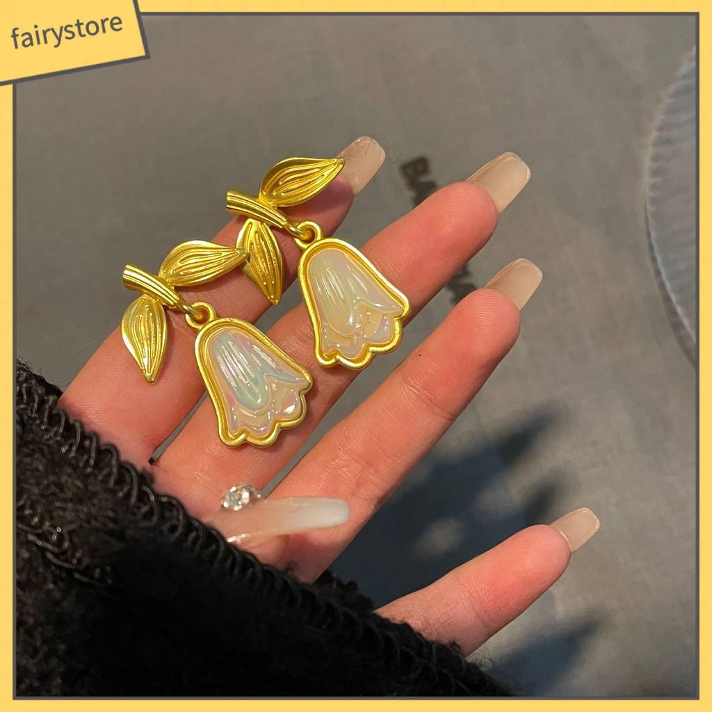 1 Đôi Bông Tai Hình Giọt Nước Họa Tiết Hoa Phong Cách Thời Trung Cổ Dành Cho Nữ