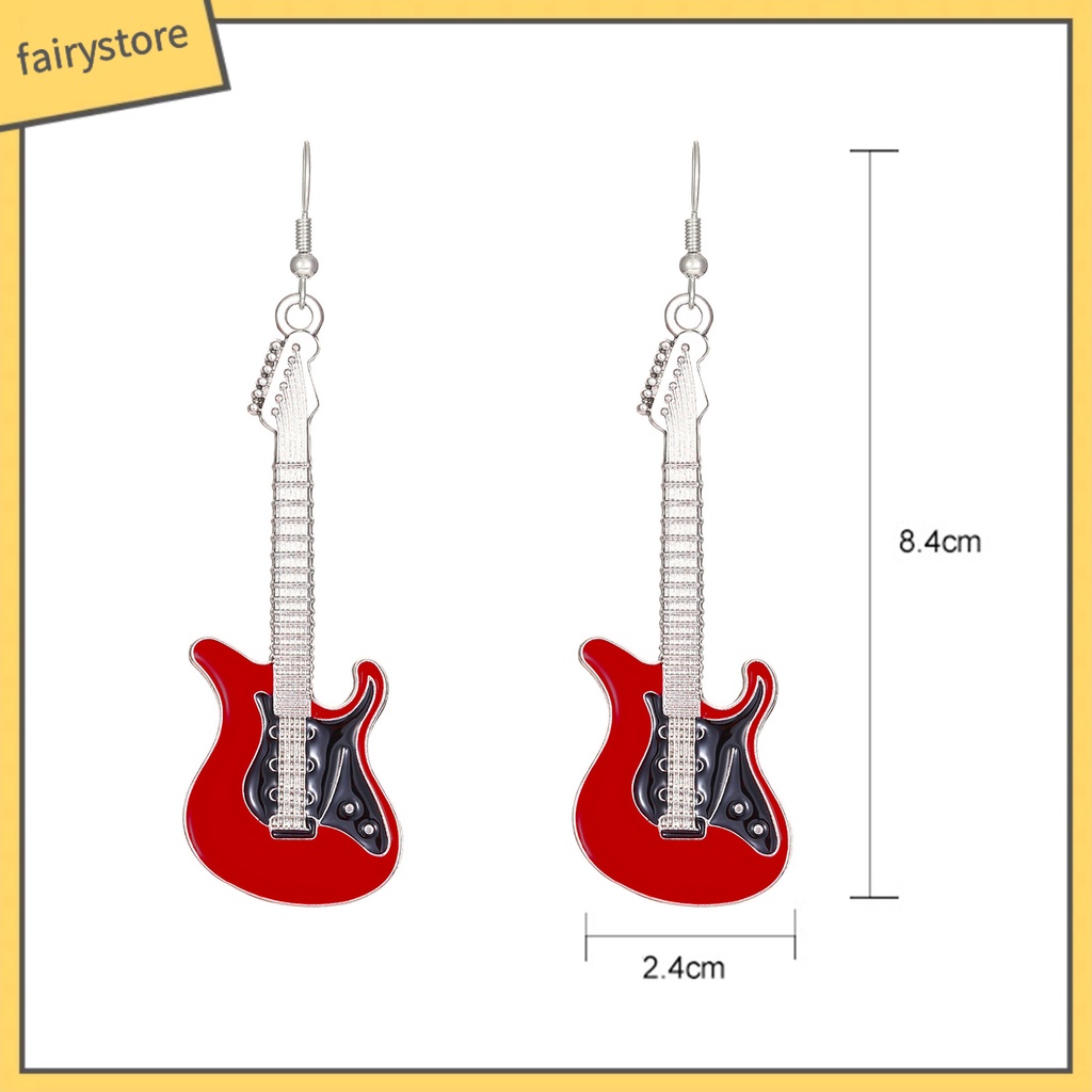 [FRO] 1 Đôi Bông Tai Thời Trang Bắt Sáng Tốt Hình Đàn Guitar Điện Bằng Hợp Kim Tinh Tế Sang Trọng Cho Nữ