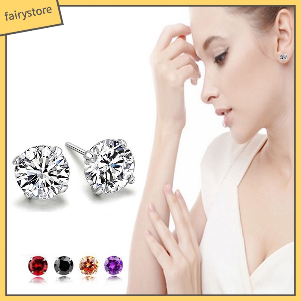 Bông Tai Tròn Đính Đá Lấp Lánh Thời Trang Dành Cho Nữ