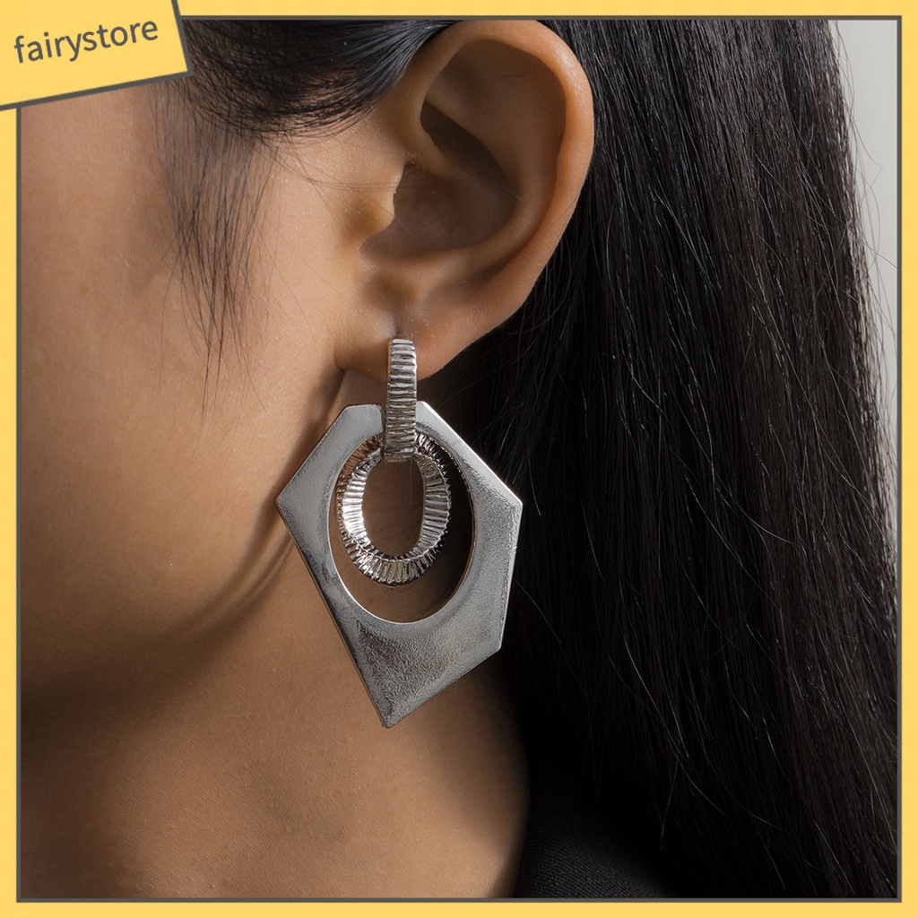 1 Đôi Bông Tai Hình Học Nhiều Màu Không Phai Thời Trang Dự Tiệc