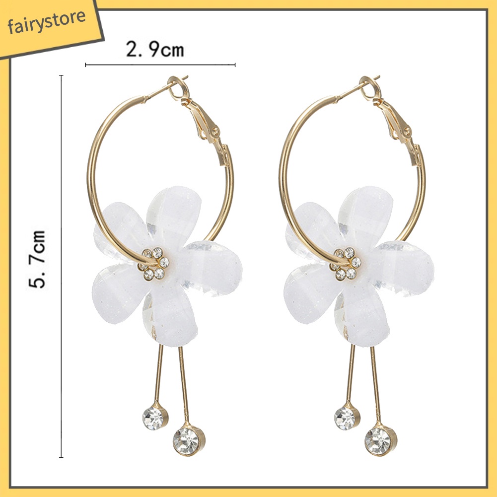 Bông Tai Hình Tròn Cỡ Lớn Đính Đá Phối Tua Rua Thời Trang Cho Nữ