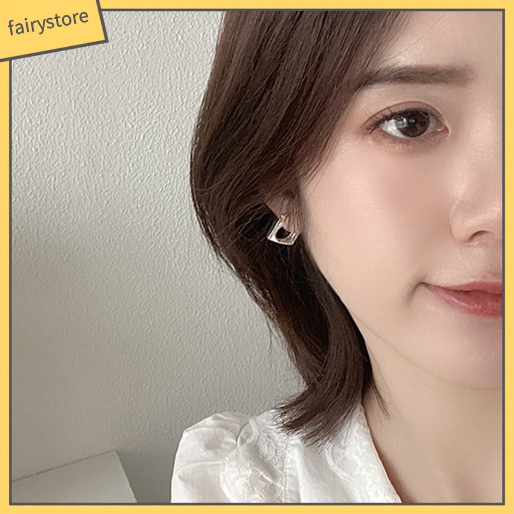 1 Khuyên Tai Lủng Lẳng Mặt Vuông Dày Mịn Phong Cách Hip Hop Unisex