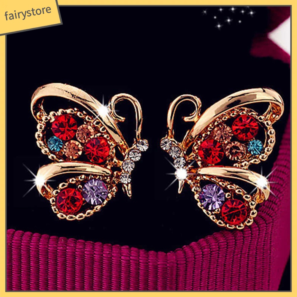 Bông Tai Hình Bướm Đính Đá Thời Trang Dành Cho Nữ