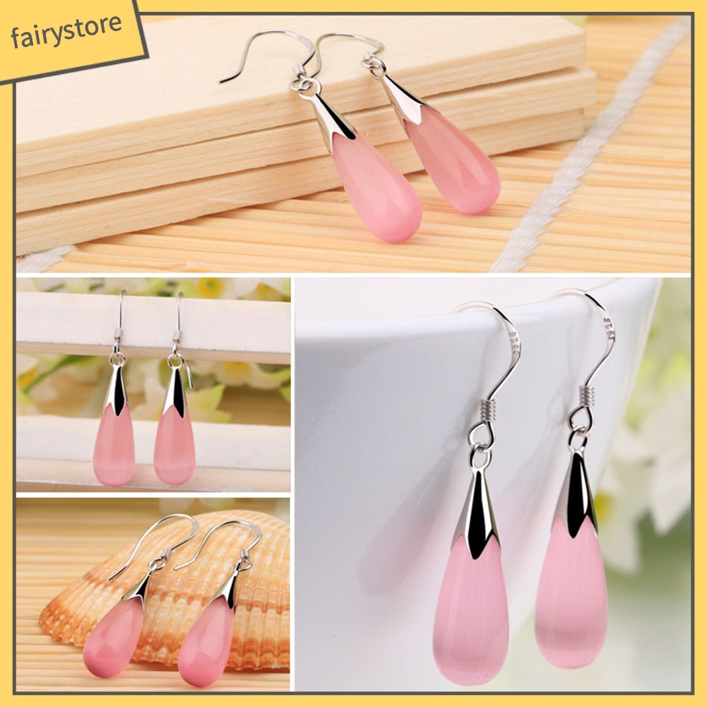 Bông Tai Hình Giọt Nước Đính Đá Opal Thời Trang Dành Cho Nữ