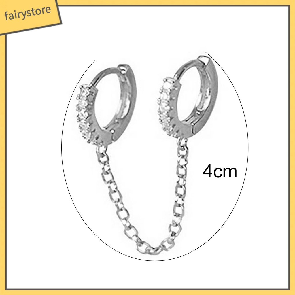 1 Đôi Bông Tai Tròn Đính Đá Zircon Thời Trang Dành Cho Nữ