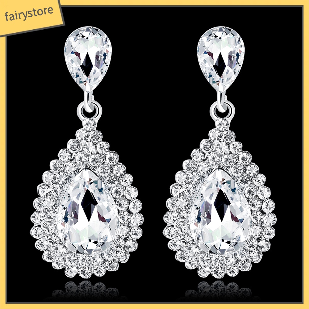 Bông Tai Hình Giọt Nước Đính Đá Sang Trọng Dành Cho Nữ