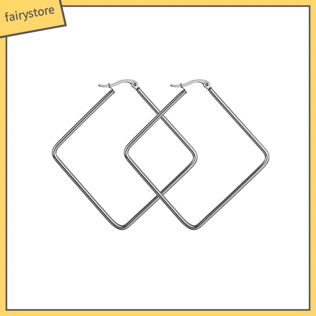 Khuyên Tai Móc Hình Vuông / Tròn Bằng Thép Không Gỉ