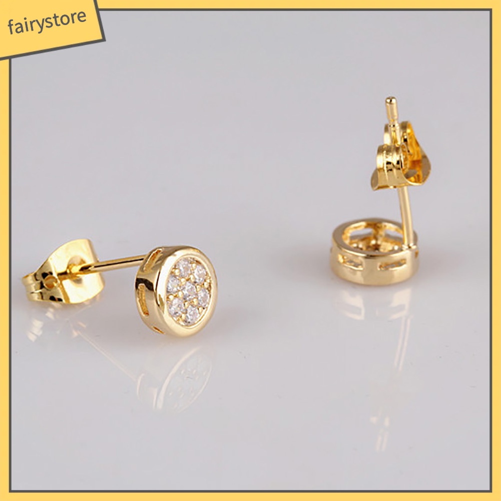 Bông Tai Tròn Đính Đá Zircon Thời Trang Dự Tiệc Cho Nữ