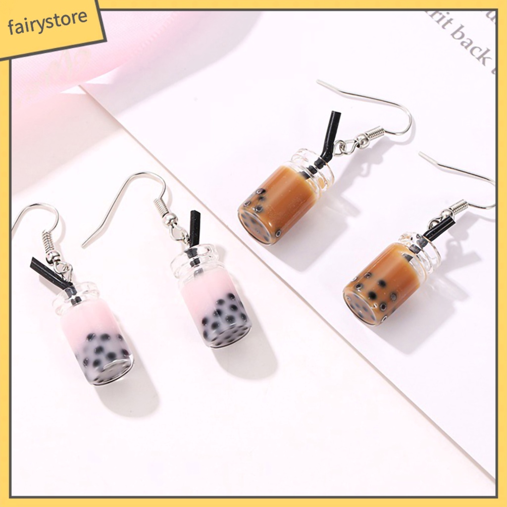 Bông Tai Dáng Dài Hình Ly Trà Sữa Độc Đáo Thời Trang Dự Tiệc Cho Nữ