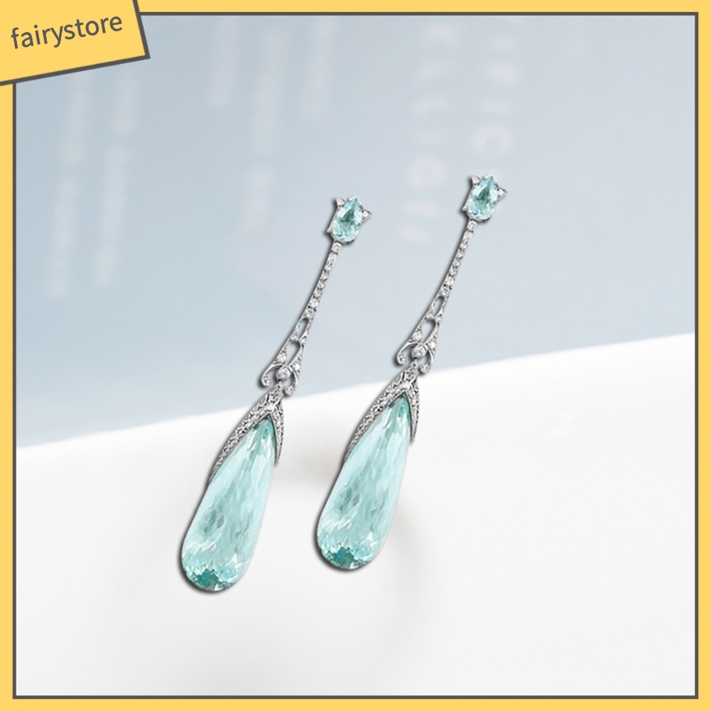 Bông Tai Hình Giọt Nước Đính Đá Topaz Giả Thời Trang Dành Cho Nữ