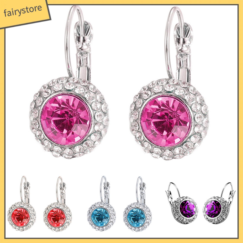 Bông Tai Tròn Đính Đá Trang Nhã Dành Cho Nữ