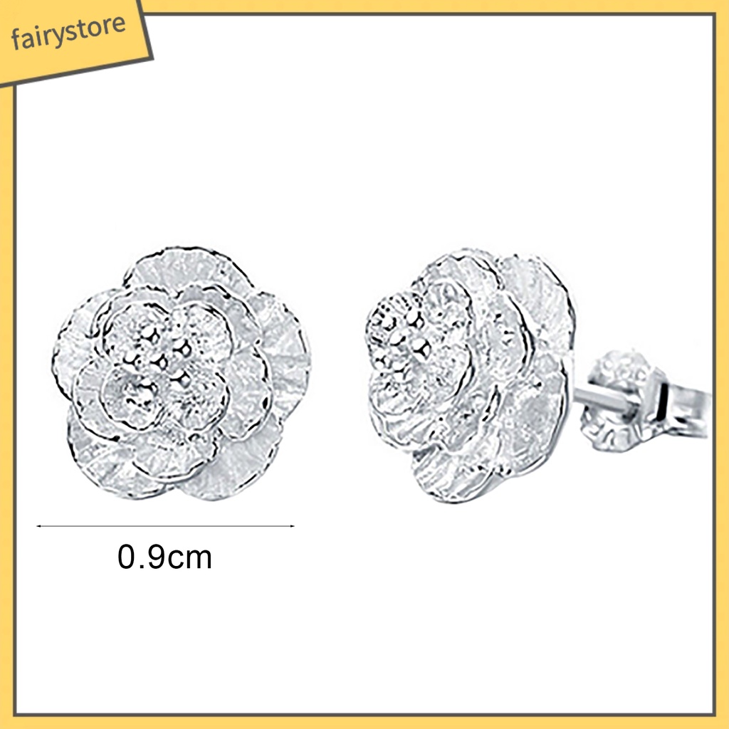 1 Đôi Bông Tai Mạ Bạc Hình Hoa Lãng Mạn Thời Trang Dành Cho Nữ