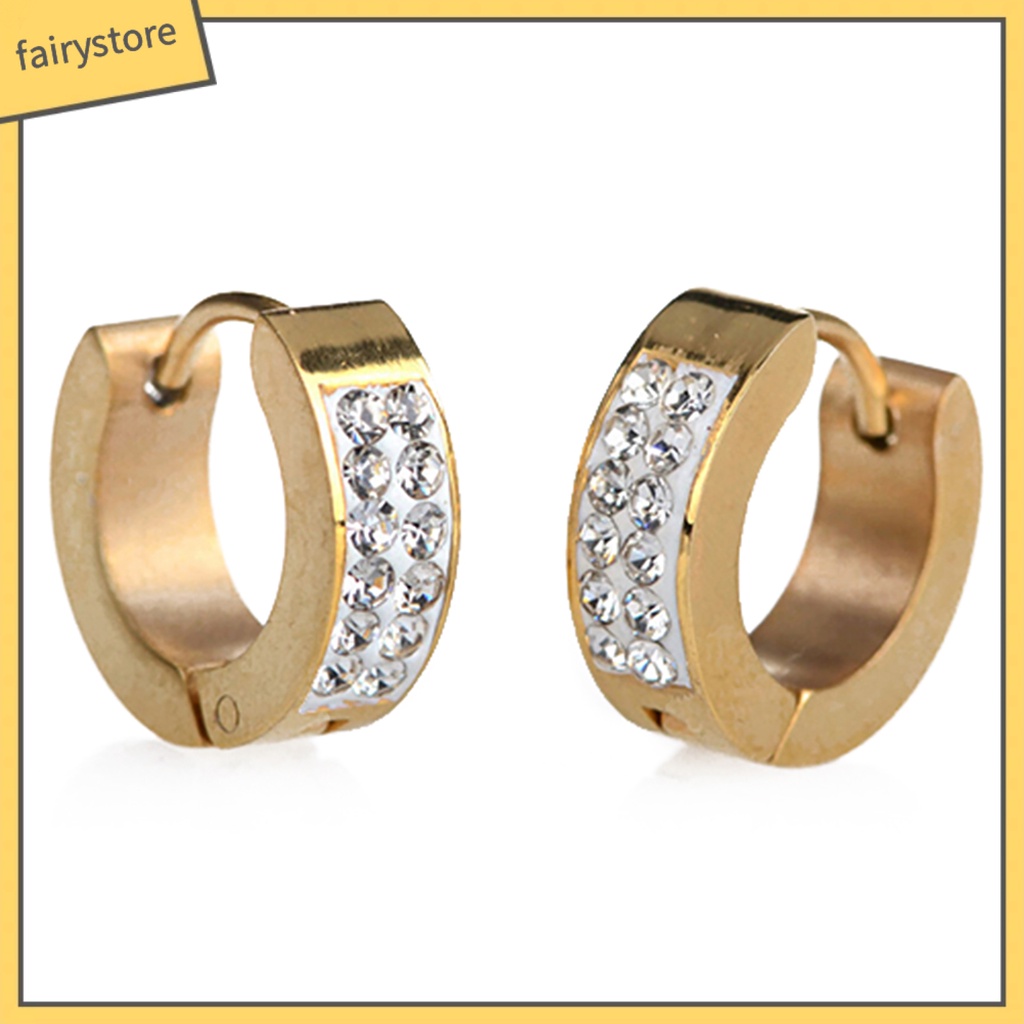 1 Đôi Khuyên Tai Tròn Nhỏ Bằng Thép Titan Phong Cách Punk Dành Cho Tiệc Tùng