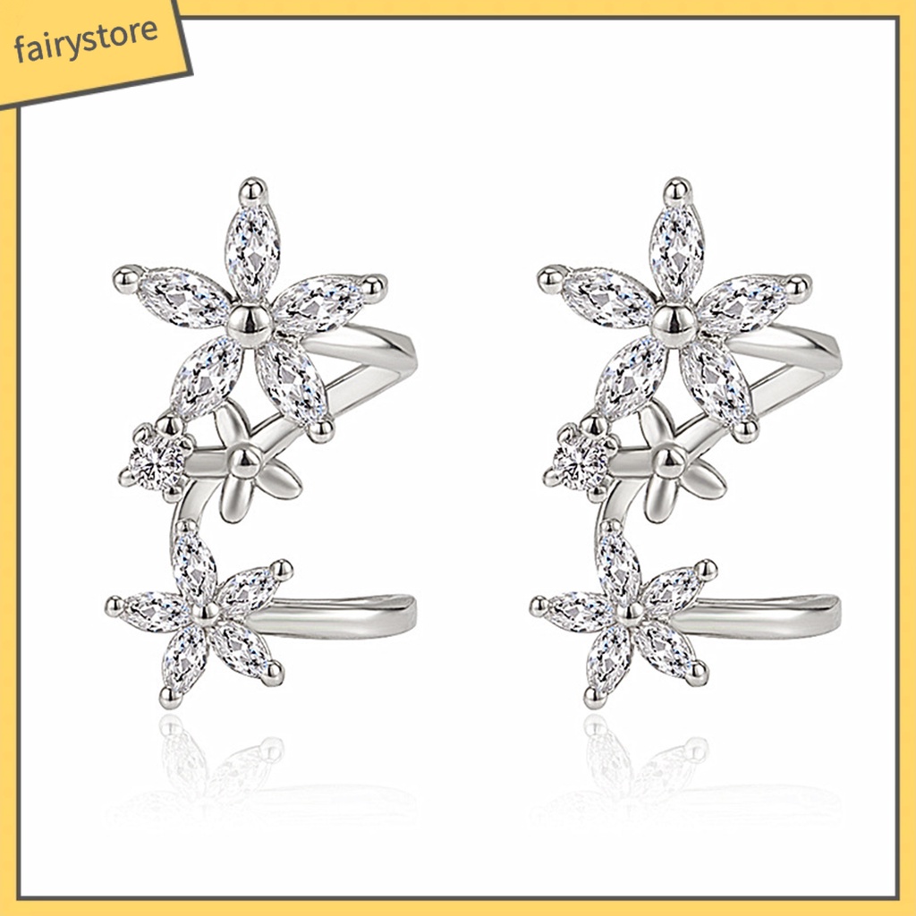 1 Đôi Bông Tai Hình Hoa Đính Đá Zircon Lấp Lánh Dành Cho Nữ