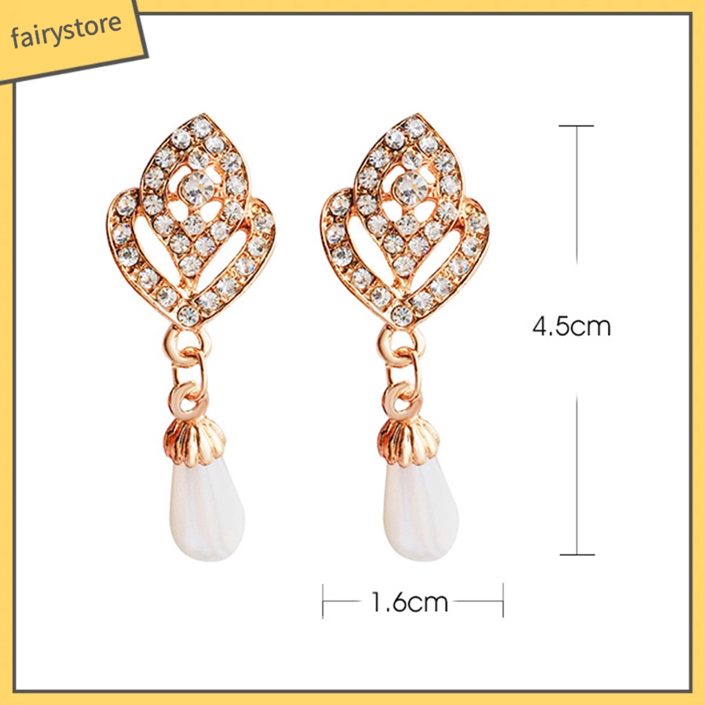 Bông Tai Hình Giọt Nước Đính Đá Trang Nhã Dành Cho Cô Dâu