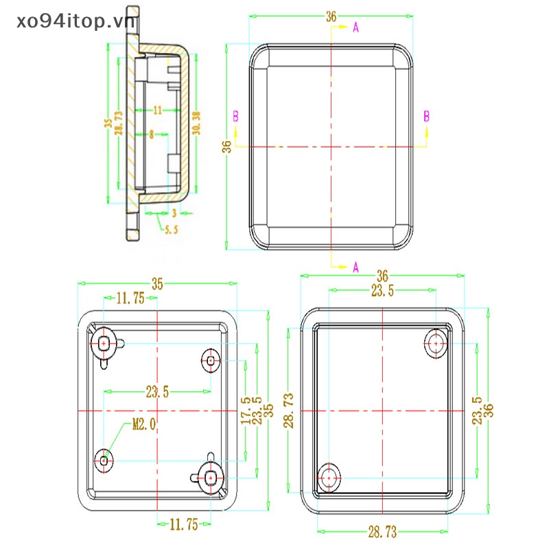 Hộp Nhựa Đựng Linh Kiện Điện Tử PCB 36 * 36 * 15mm