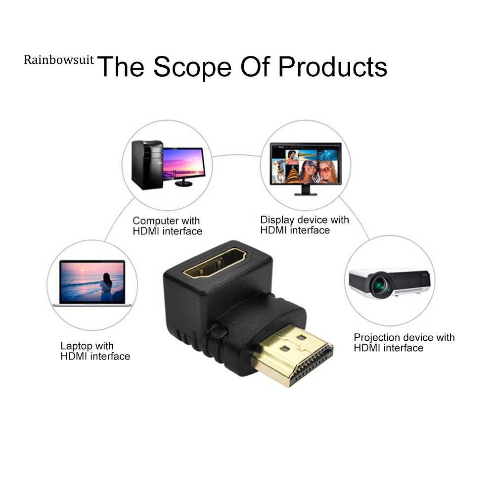 Bộ 2 Đầu Nối Chuyển Đổi HDMI Sang Female Góc Phải 90 Độ