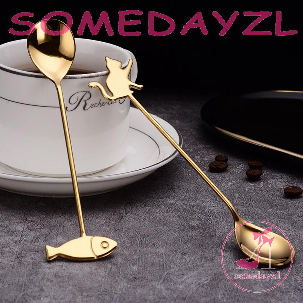 Muỗng Khuấy Bằng Thép Không Gỉ Hình Mèo Dễ Thương