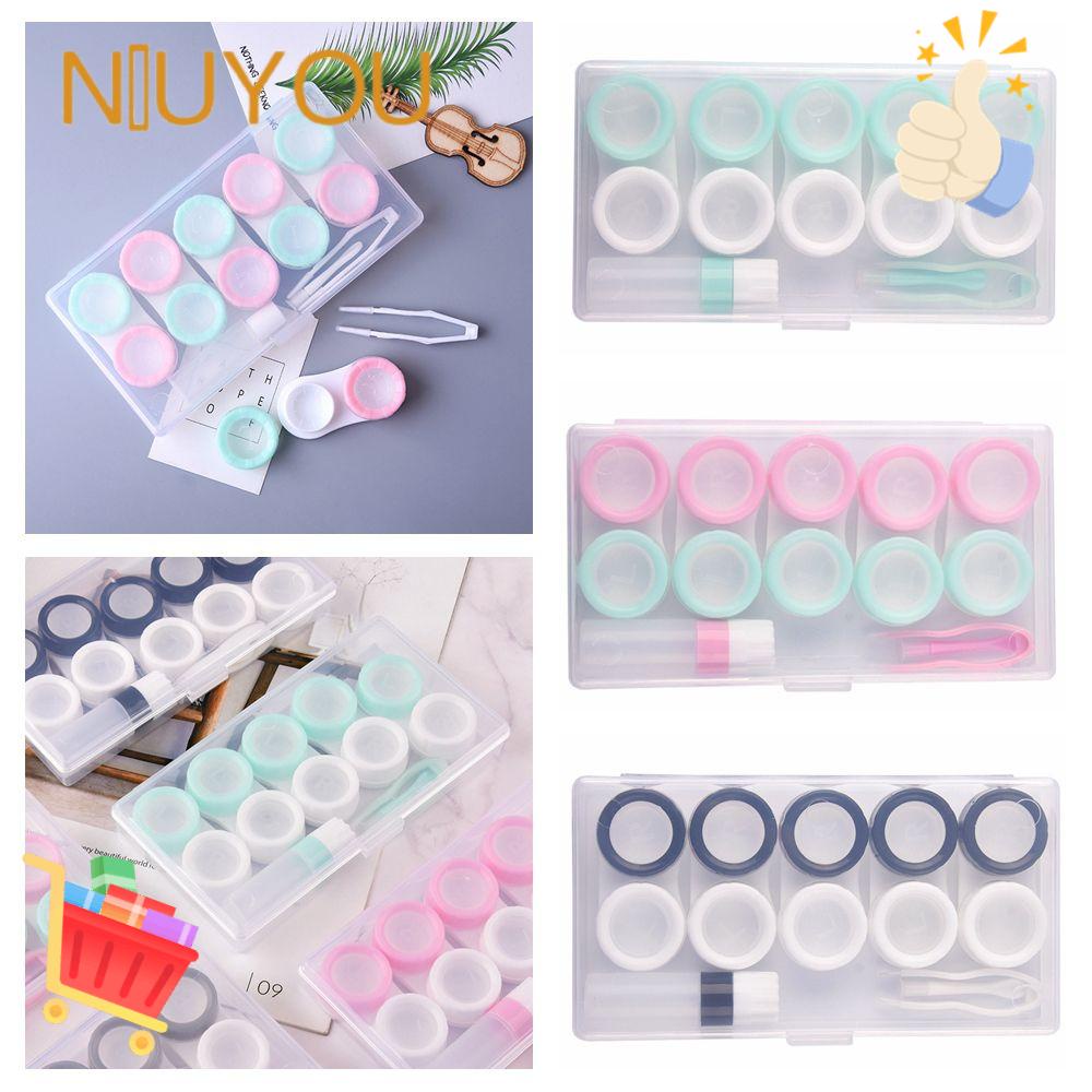 1 / 5 Cặp Hộp Đựng Kính Áp Tròng Trong Suốt Chống Rò Rỉ Tiện Dụng Mang Theo Du Lịch