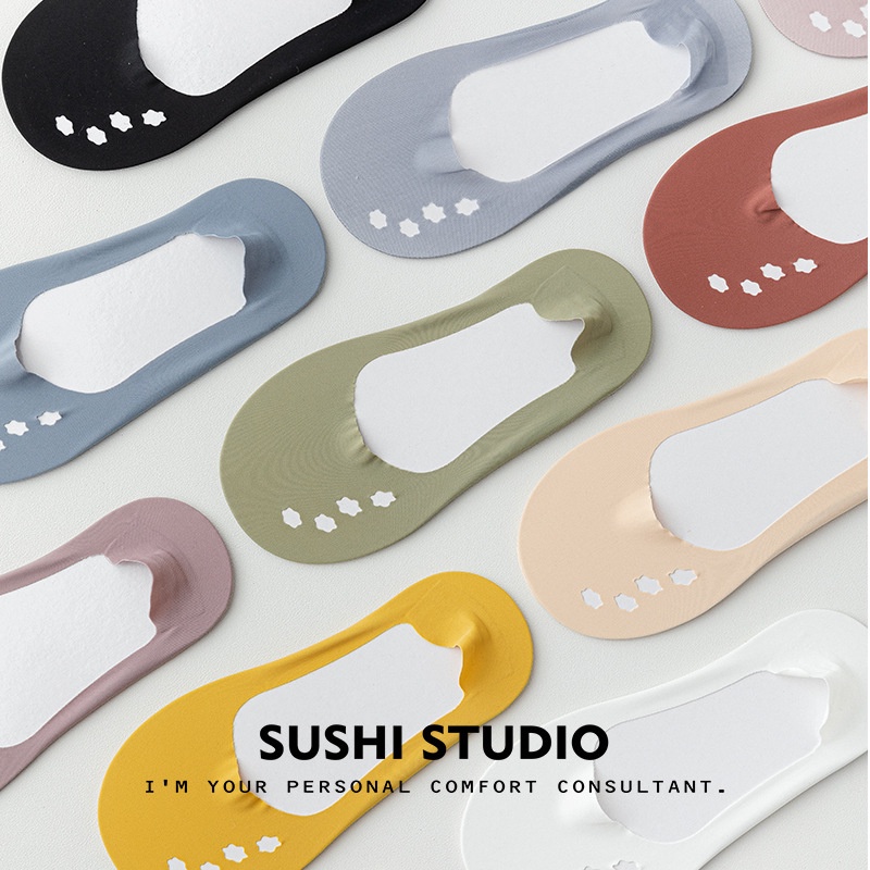 Đôi Vớ Thuyền Bằng Silicone Siêu Mỏng Chống Trượt Thời Trang Mùa Hè Dành Cho Nữ
