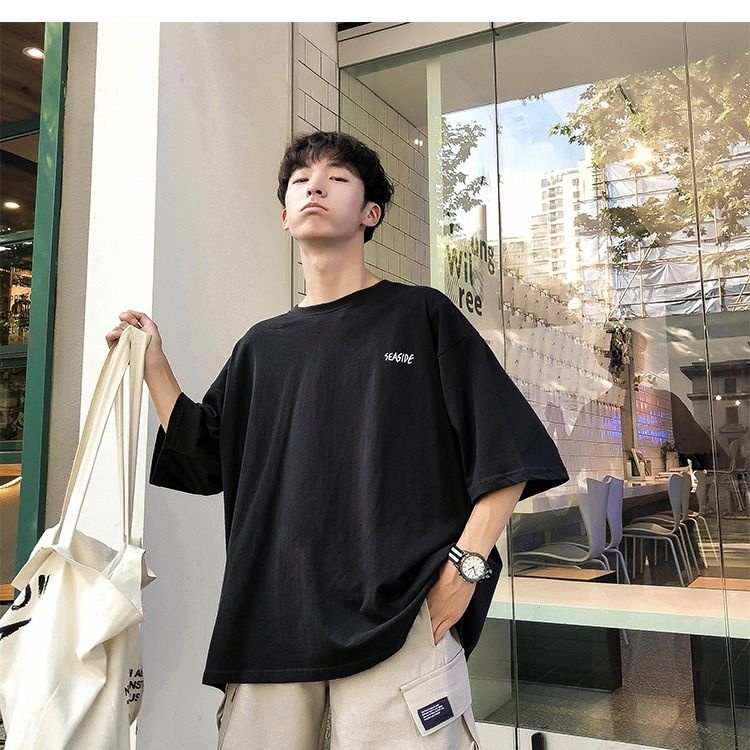 Áo Thun Tay Ngắn Cổ Tròn In Hình Phong Cách Hip Hop Hàn Quốc Thời Trang Mùa Hè Cho Nam