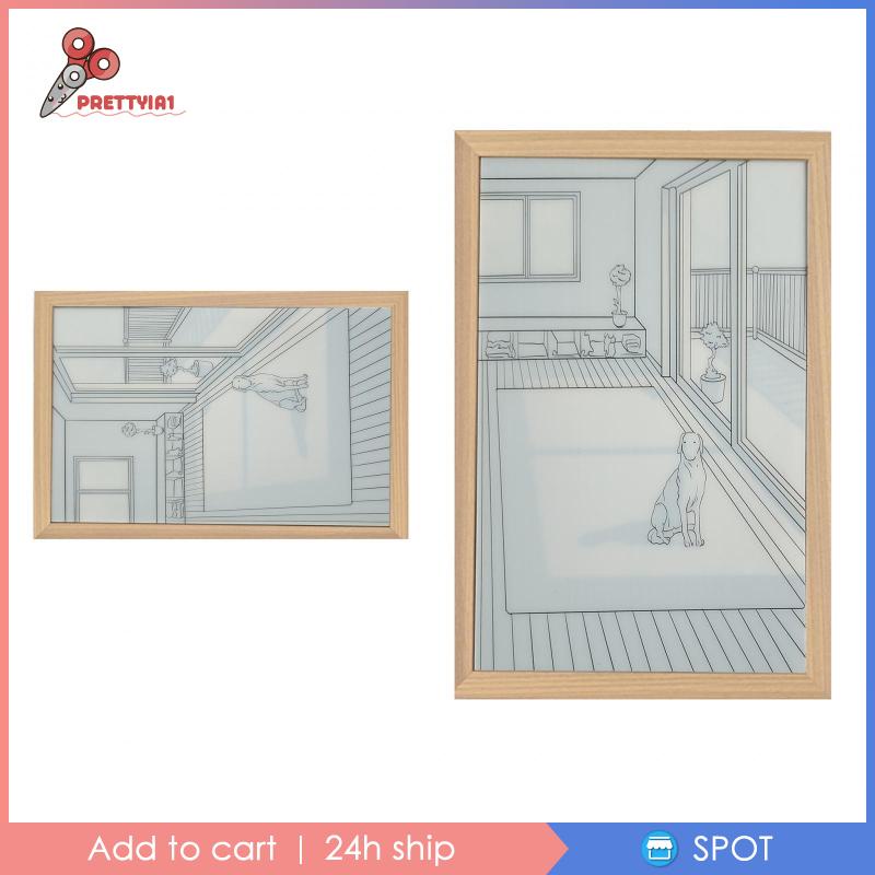 [Prettyia1] Tranh Vẽ Trang Trí Khung Gỗ Có Đèn Và Bóng