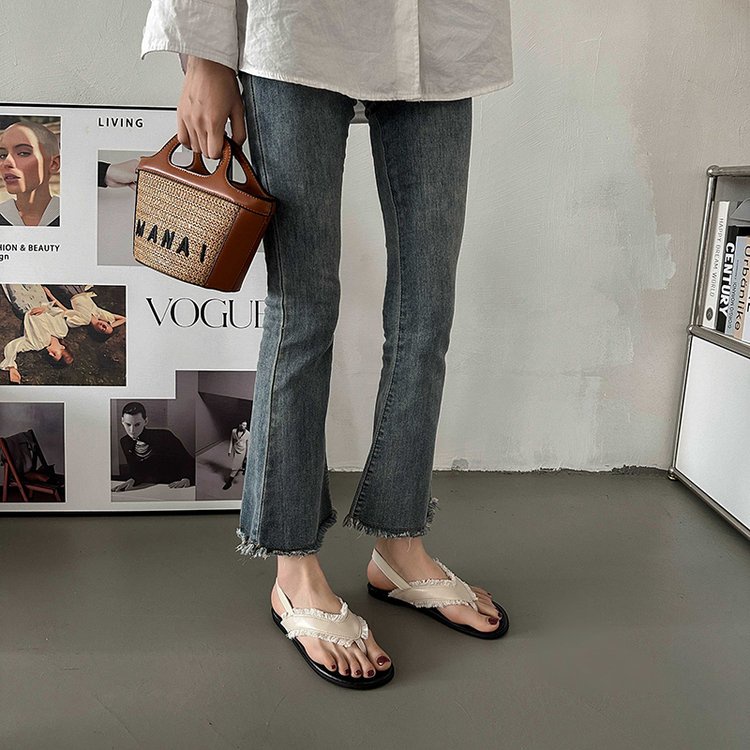 Giày Sandal Da PU Đế Bằng Hở Ngón Phong Cách Roman Thời Trang Mùa Hè Cho Nữ